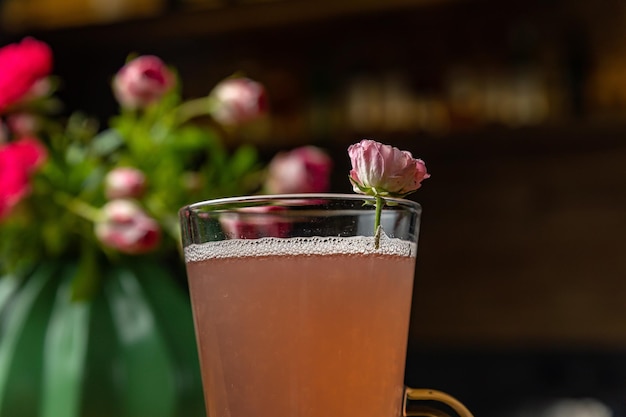 a warm cocktail is made at the bar