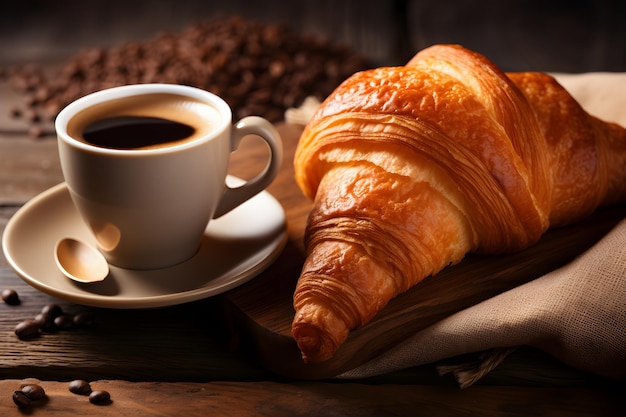 Warm Croissant with Coffee