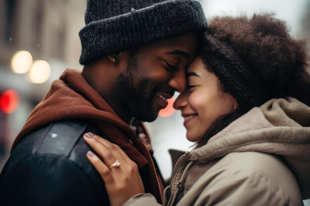 Photo warm embrace of a black couple ai generated