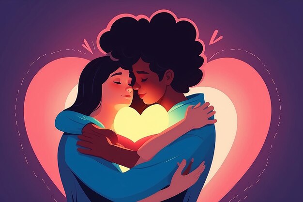 Photo warm embrace selflove vector illustration in heartshaped glow