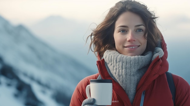 Photo warm fleece zipup hoodie on young woman