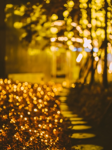 Warm footpath with lanterns around