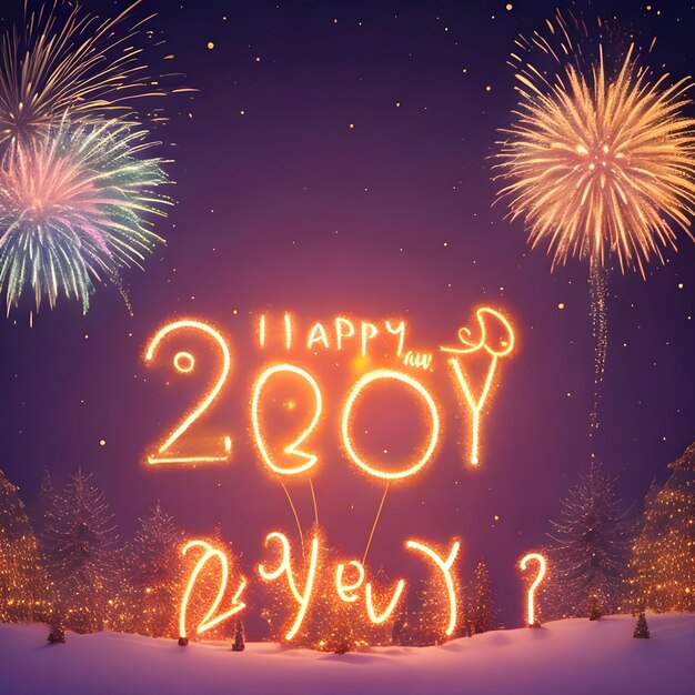 Photo warm and glowing lights happy new year against a festive backdrop illustration ai generate image