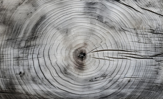 Warm gray texture of a cut tree Detailed black and white texture of a cut tree trunk or stump Rough organic wood rings with closeup of end grain Generative AI