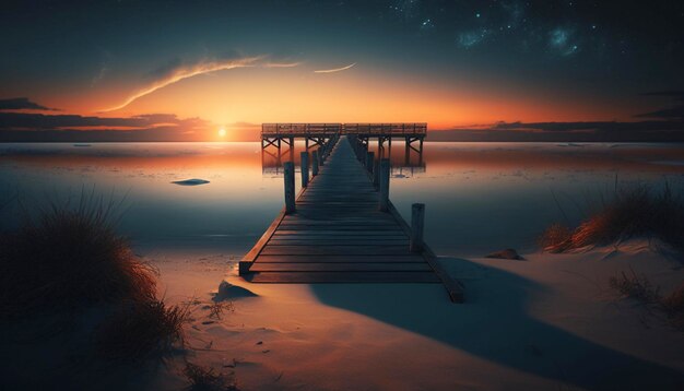 Warm greetings jetty by the sea Generative Ai