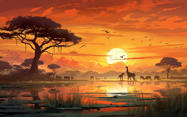 Warm Hues of African Savannah at Dusk