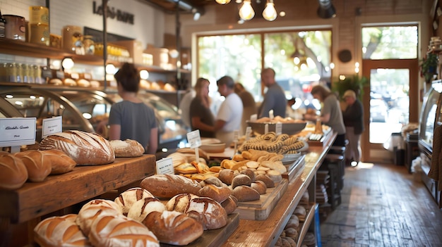 Warm and inviting bakery with a variety of delicious breads and pastries The perfect place to grab a bite to eat or a sweet treat