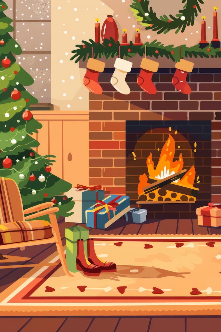 Photo warm and inviting christmas living room