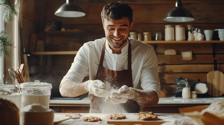 Photo a warm and inviting scene of a person baking delicious cookies in a cozy kitchen setting