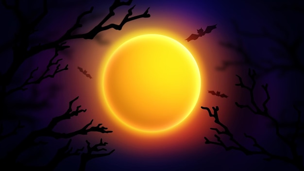 Warm moon light on dark sky illustration