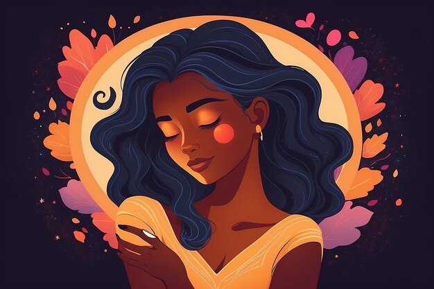 Warm SelfLove Glow Flat Vector Illustration of Embracing Oneself