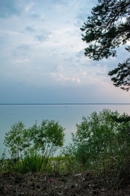 Warm summer sunset on the Volga River