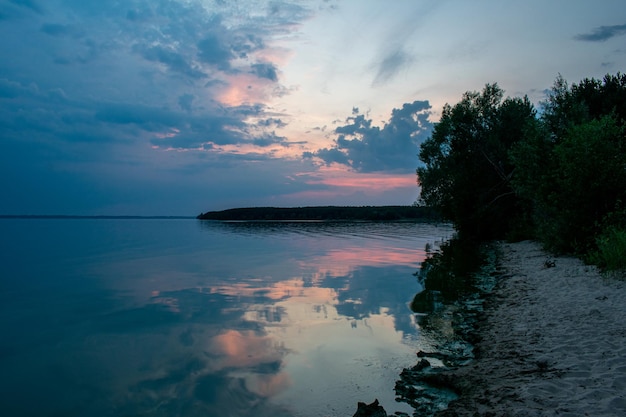 Warm summer sunset on the Volga River