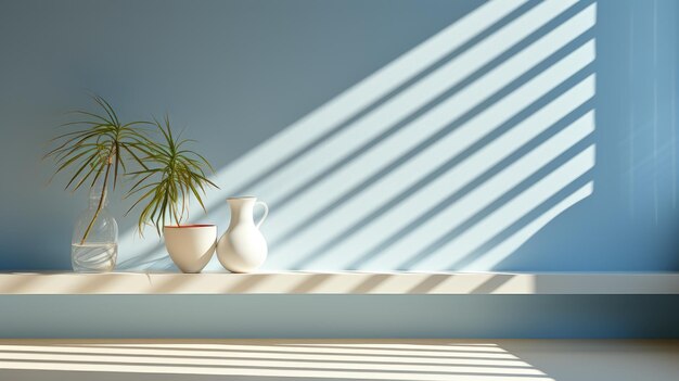 Warm Sunlight Casting Shadows on Room with Plants