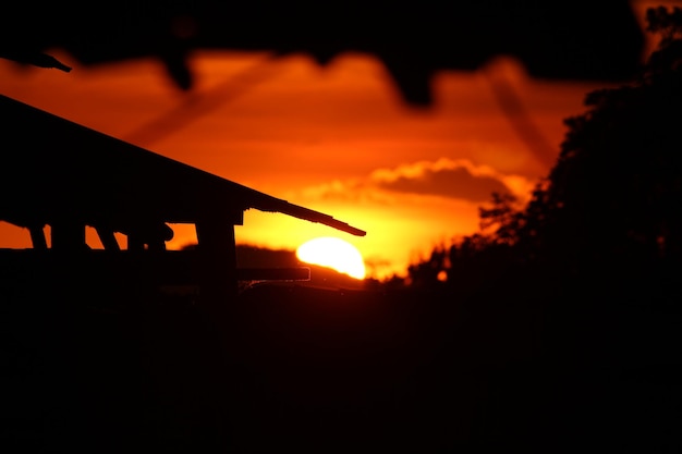 裏庭の暖かい夕日