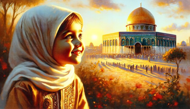 Warm Sunset Smiles Childs Peaceful View of Jerusalem