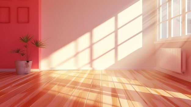 Warm Sunshine Filling an Empty Room with Shadows