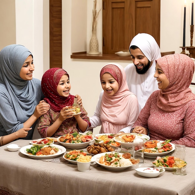 In a warm and welcoming home a Muslim family comes togetherAI_Generated