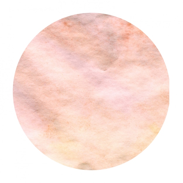 Warm yellow hand drawn watercolor circular frame background texture with stains