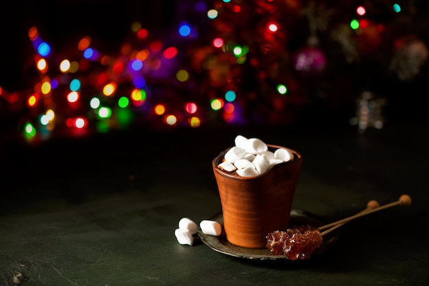 Warme chocolademelk met marshmallows