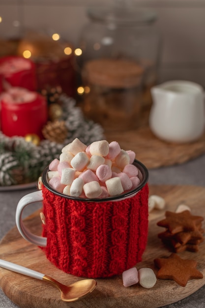 Warme chocolademelk met marshmallows