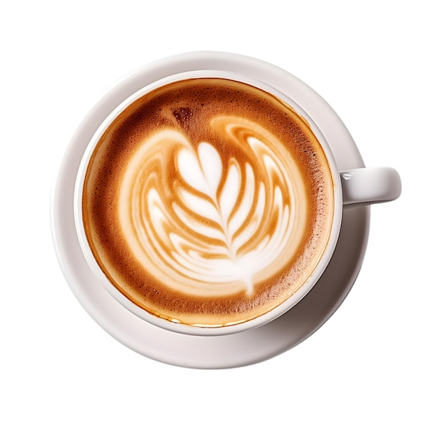 Warme koffie cappuccino latte geïsoleerd op witte achtergrond