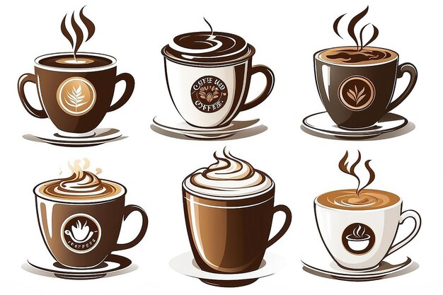 Foto warme koffiekop illustratie voor coffeeshop logo's geïsoleerd op witte achtergrond vector formaat beschikbaar