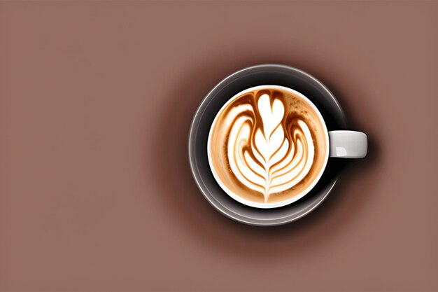 Warme koffiekop op de tafel koffie cappuccino latte kunst geïsoleerd op witte achtergrond