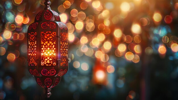 Warme ramadan lantaarn op wazige achtergrond