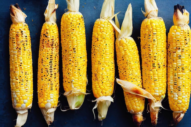 Warme smakelijke snack voor picknick in de vorm van gegrilde maïs