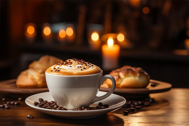 warme stoomkoffie geserveerd met muffins op een houten tafel