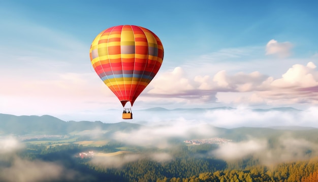 Warmluchtballon met uitzicht op het landschap