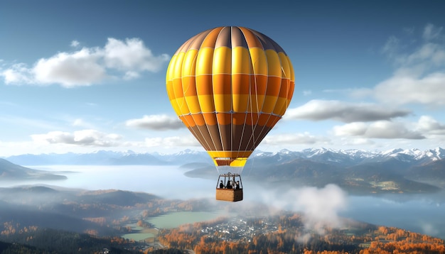 Warmluchtballon met uitzicht op het landschap