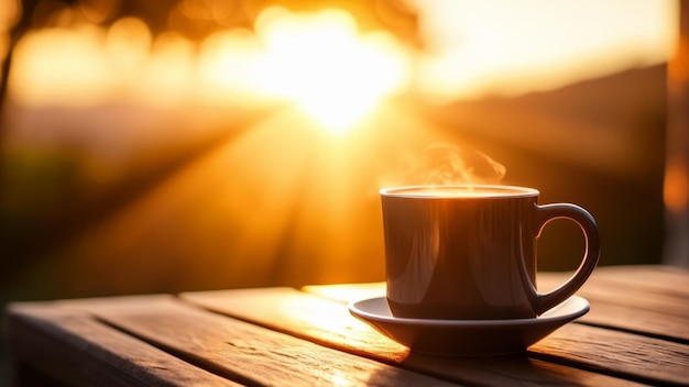 Photo warmth of the morning sun a cup of coffee and the start of a new day