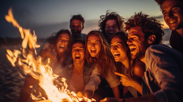 Foto calore e unione al falò