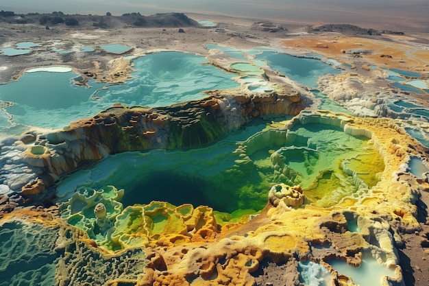 warmwaterbronnen in een vulkanisch gebied in de woestijn