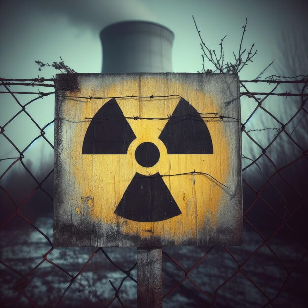 warning radiation sign on the wall