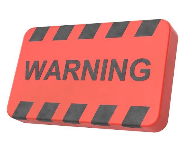 Photo warning sign 3d illustration