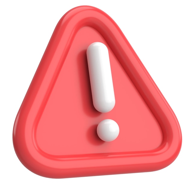 Warning sign Exclamation mark 3D illustration