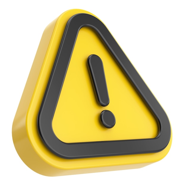 Warning sign Exclamation mark 3D illustration