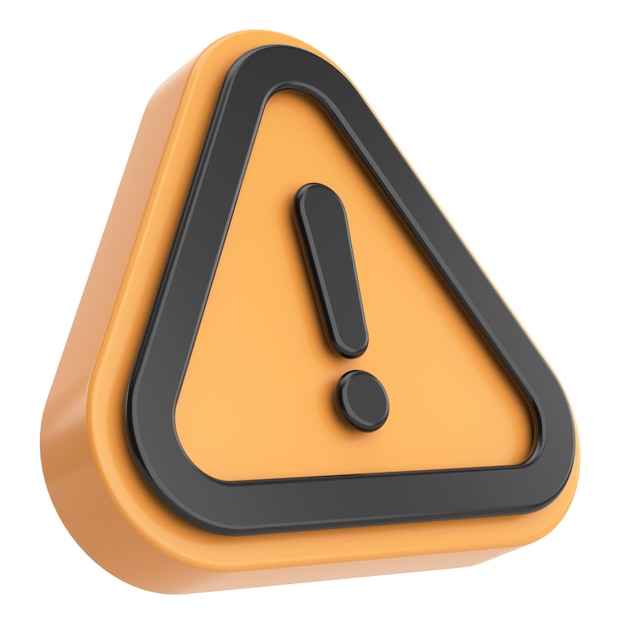 Warning sign Exclamation mark 3D illustration