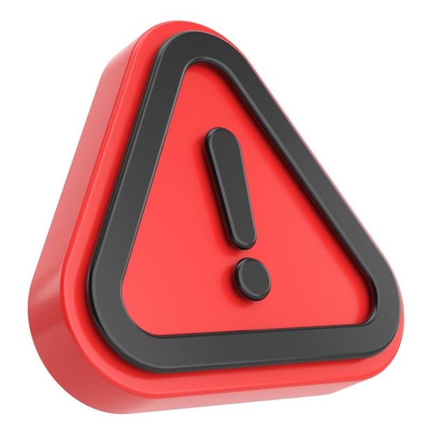 Warning sign Exclamation mark 3D illustration