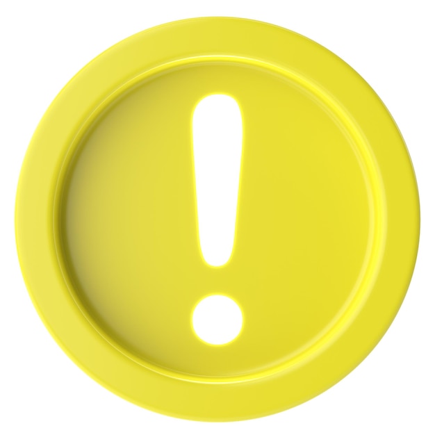 Warning sign Exclamation mark 3D illustration