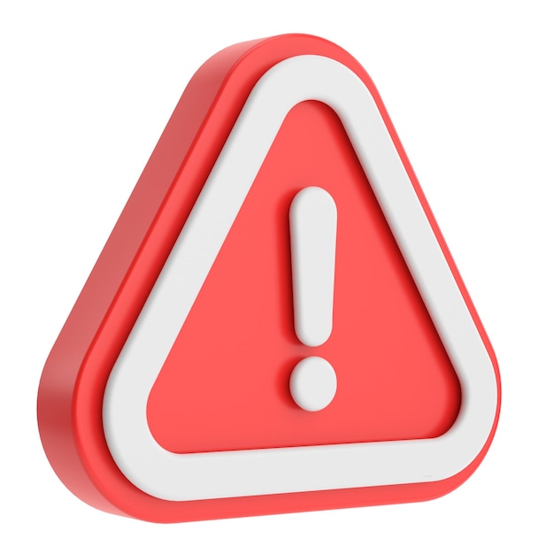 Warning sign Exclamation mark 3D illustration