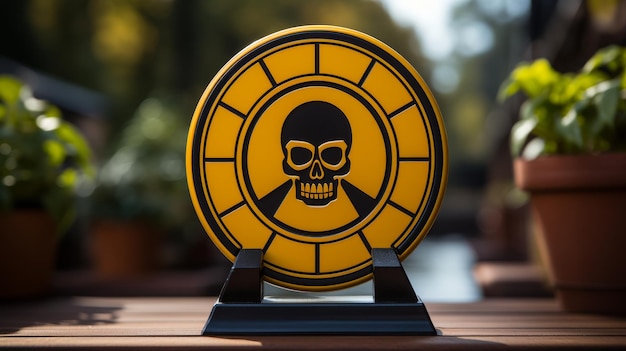 Photo warning sign with skull symbol