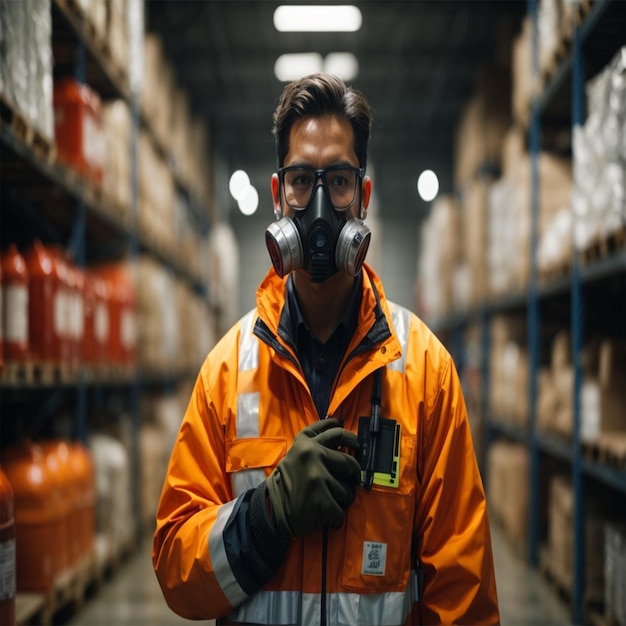 Photo warning signals of danger evident among warehouse personnel