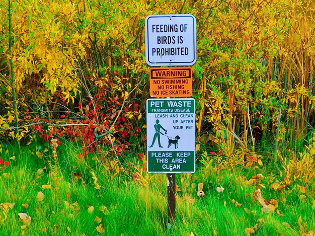 Warning signs in the park Photo