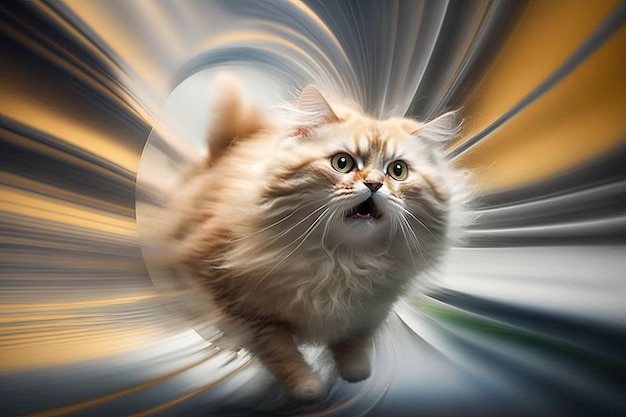 Warp cat funny animal feline realistic spiral picture Generative AI AIG15