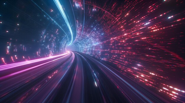 Warp Speed Tunnel Journey in Neon Lights