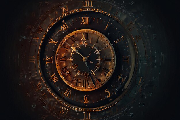 Warping Time Clock Face Illustration